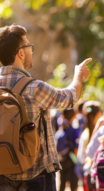 Lehrer unterwegs mit eine Schulklasse - Familienurlaub in Kempten